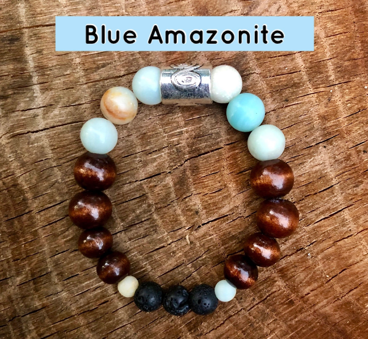 Amazonite Intention Bracelet with Lava Diffuser Beads – view 3