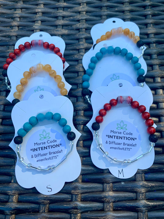 Glass Bead Morse Code Intention Bracelet – view 2