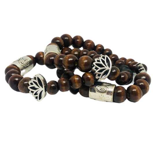 Wooden Lotus Charm Diffuser Bracelet – view 2