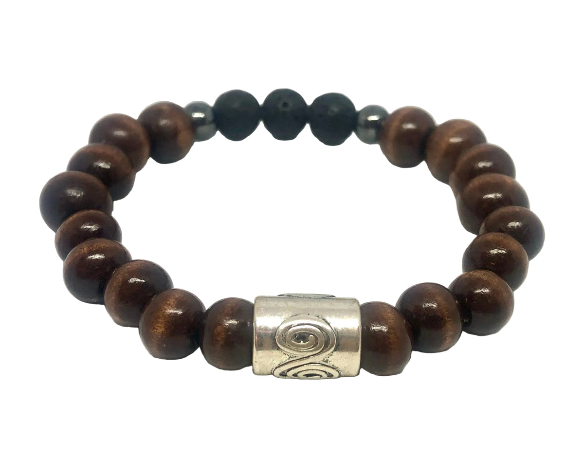 Wooden Diffuser Bracelet with Hematite