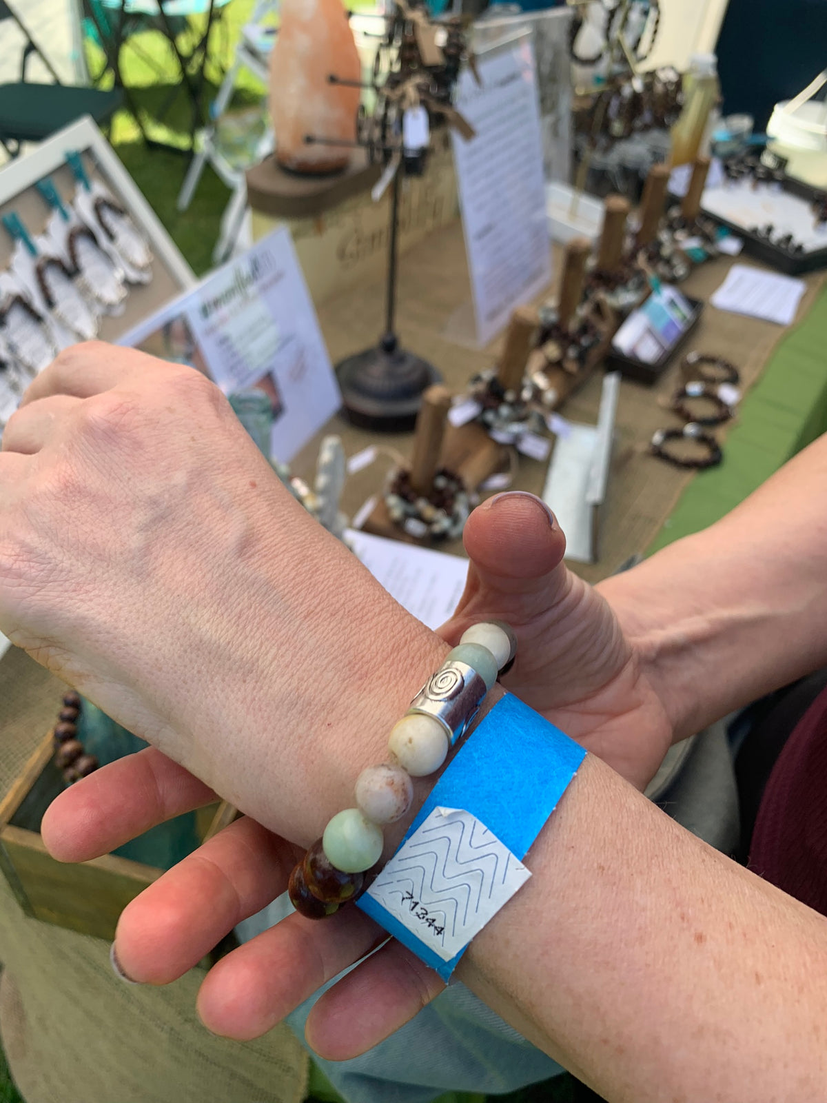 Amazonite Intention Bracelet with Lava Diffuser Beads – view 7