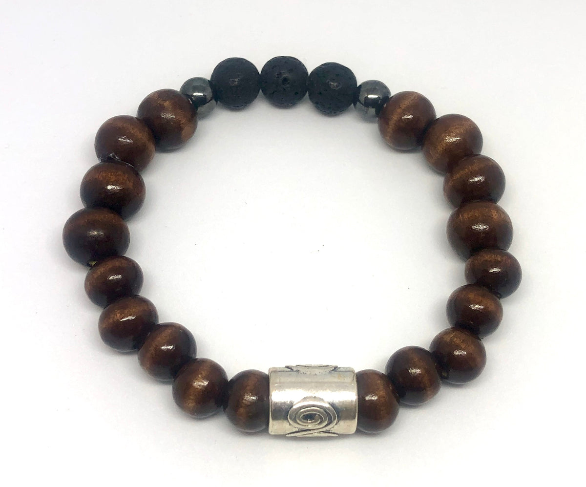 Wooden Diffuser Bracelet with Hematite – view 2