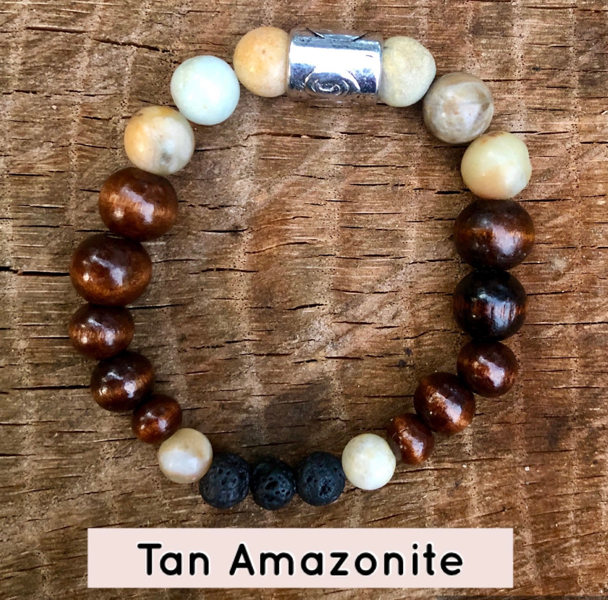 Amazonite Intention Bracelet with Lava Diffuser Beads – view 5