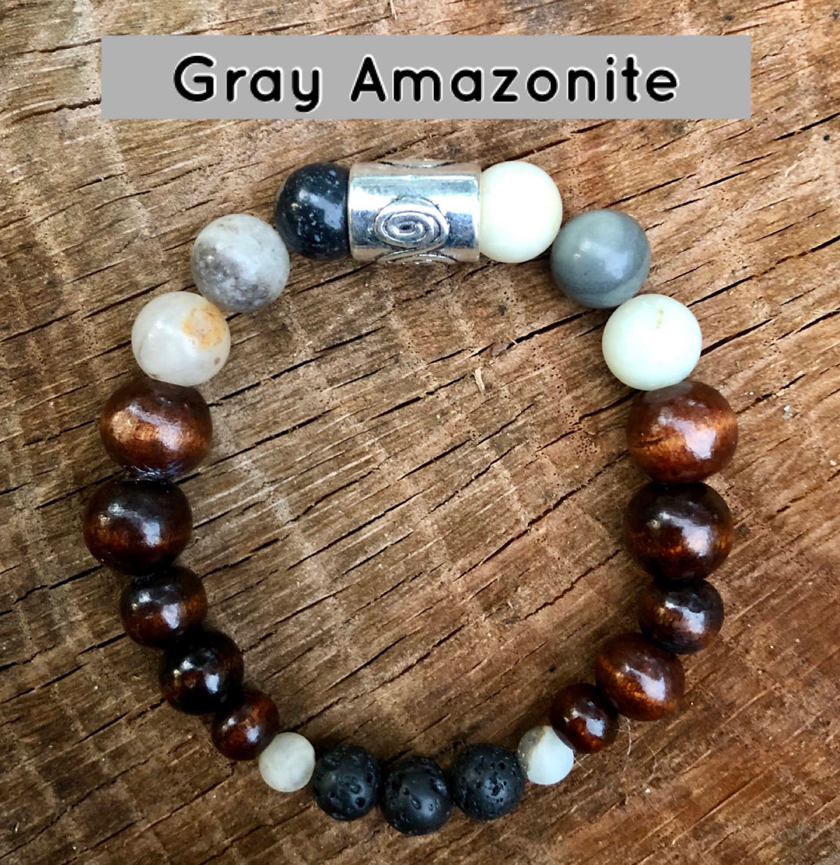 Amazonite Intention Bracelet with Lava Diffuser Beads – view 4