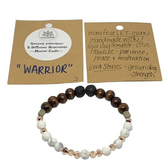 "Warrior" Secret Intention Diffuser Bracelet with howlite and lava beads