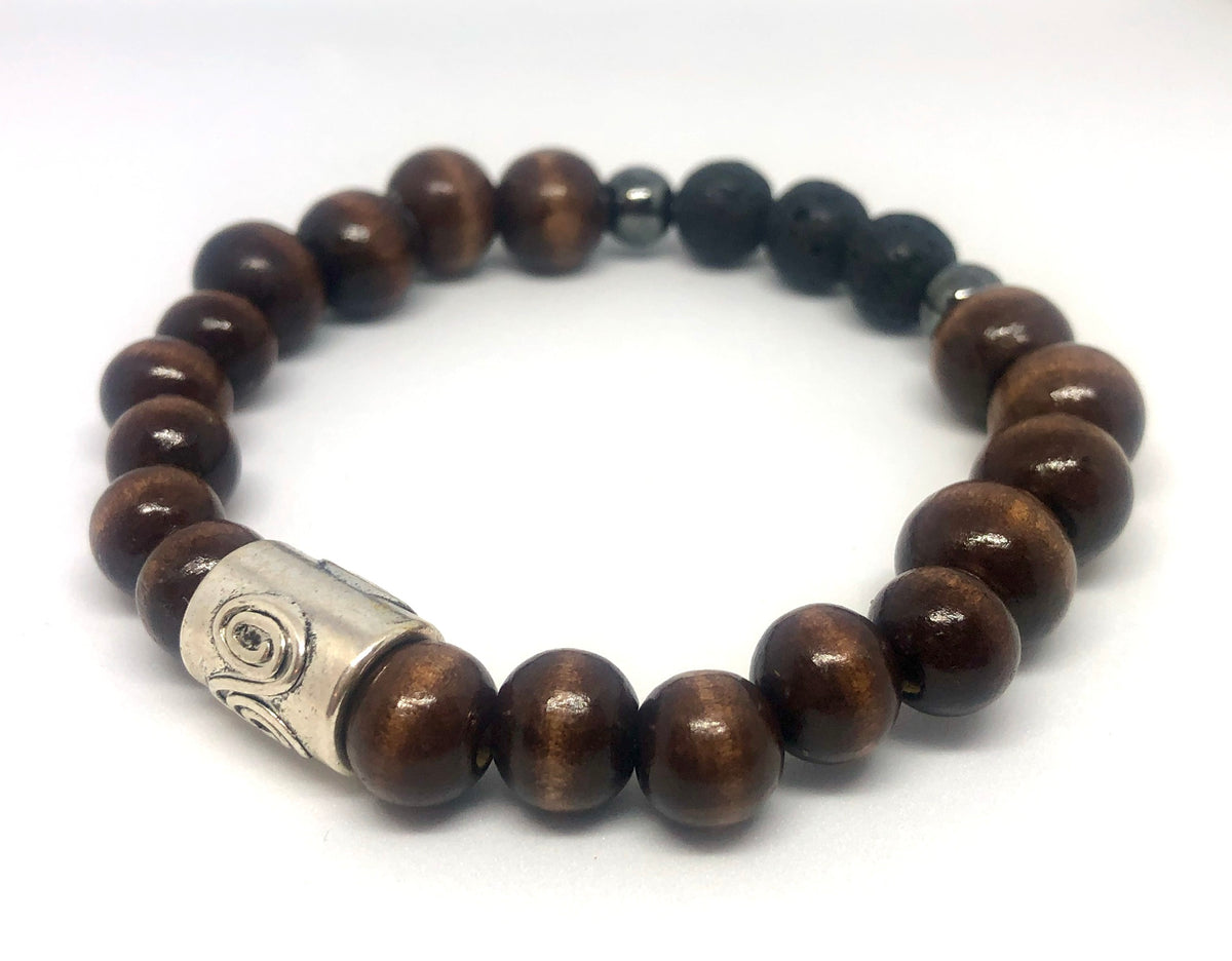 Wooden Diffuser Bracelet with Hematite – view 3