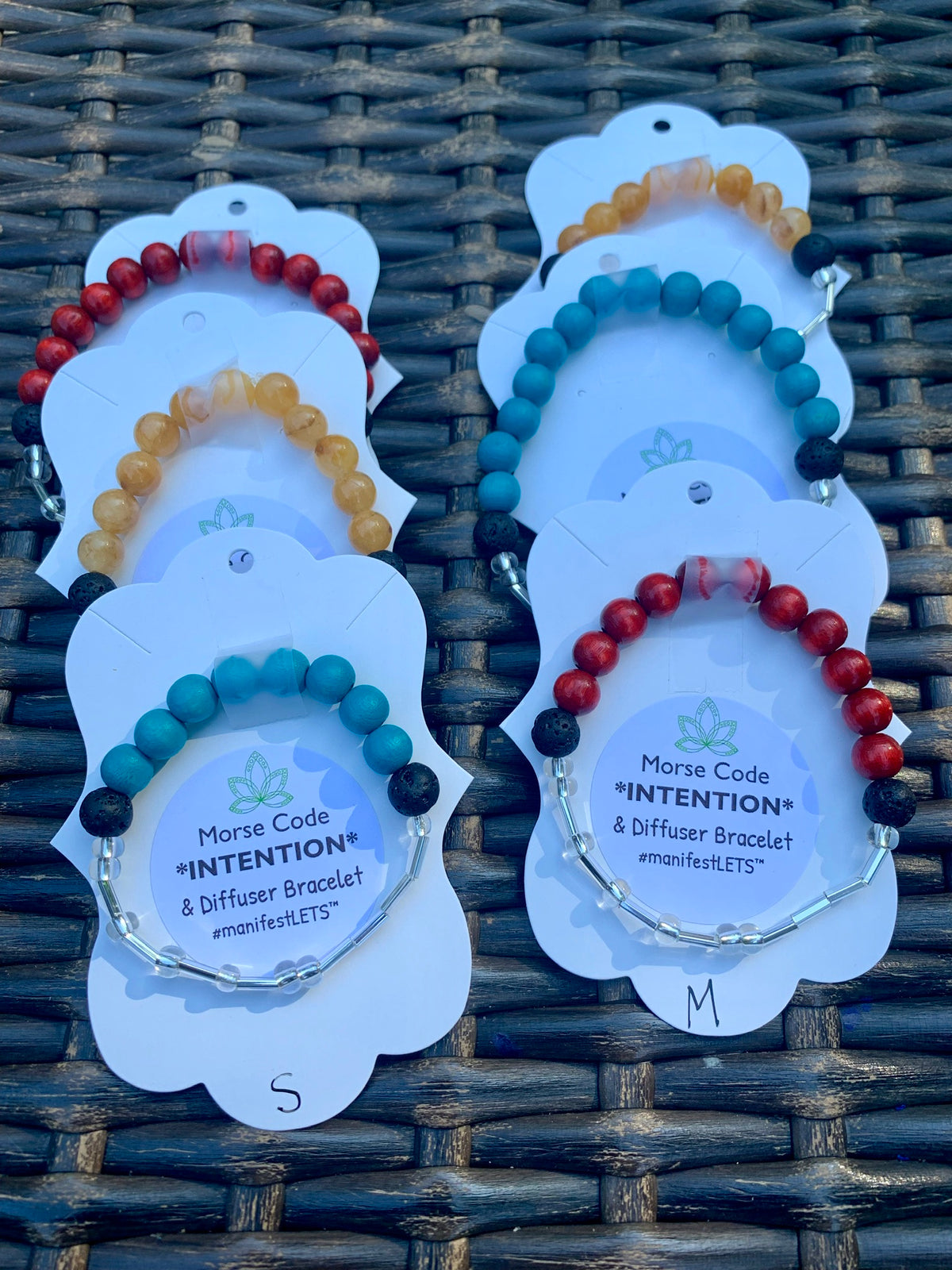 Glass Bead Morse Code Intention Bracelet – view 2