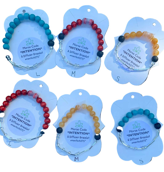 Glass Bead Morse Code Intention Bracelet