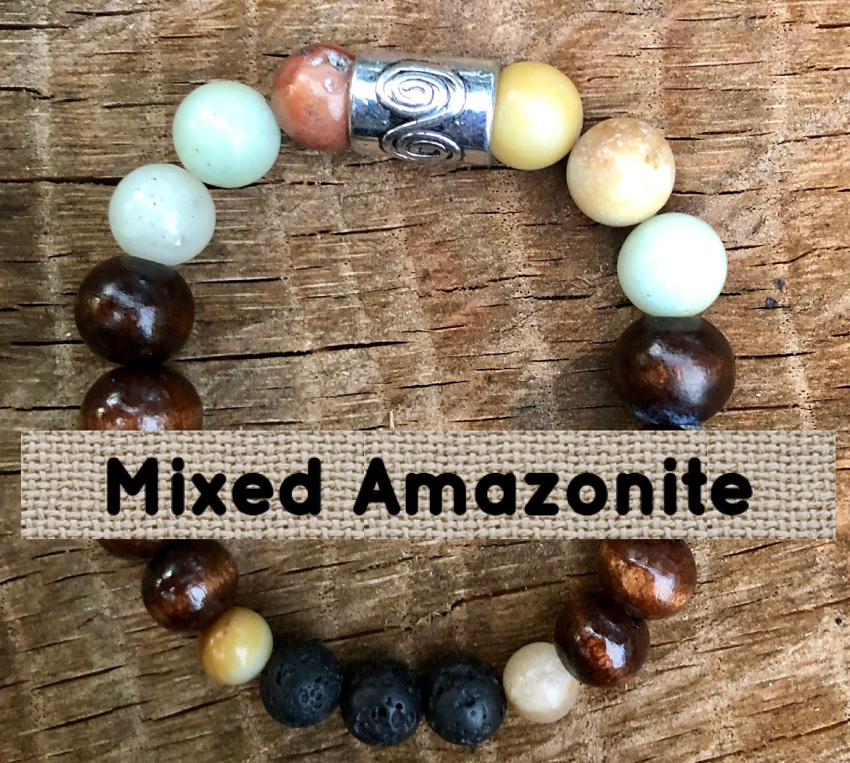 Amazonite Intention Bracelet with Lava Diffuser Beads – view 6