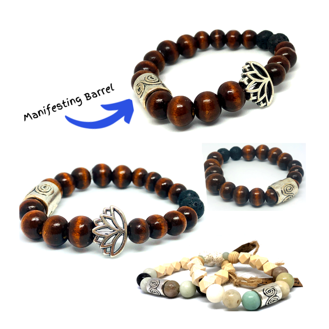 Blue Goldstone Intention Bracelet with Lava Diffuser Beads – view 3