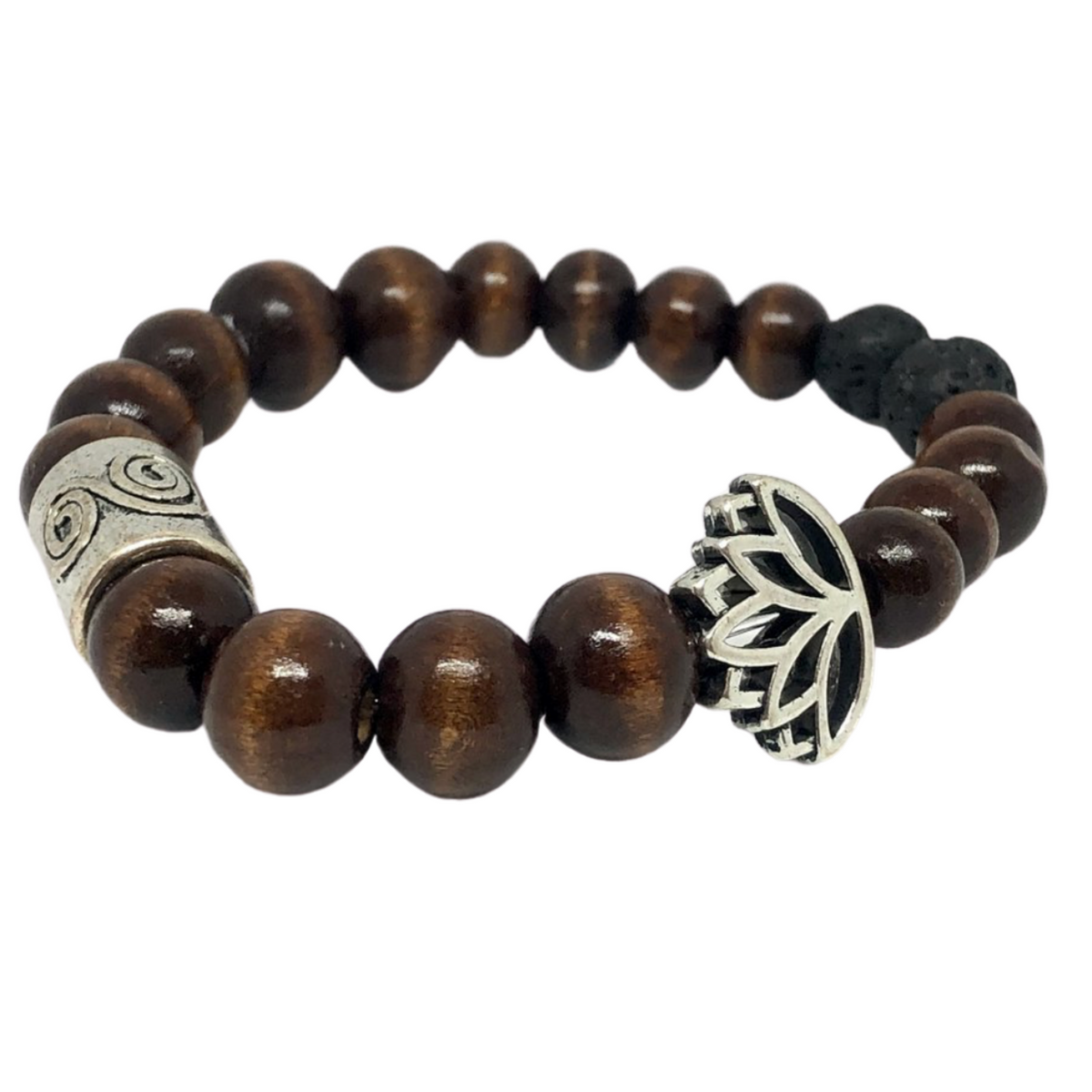 Wooden Lotus Charm Diffuser Bracelet