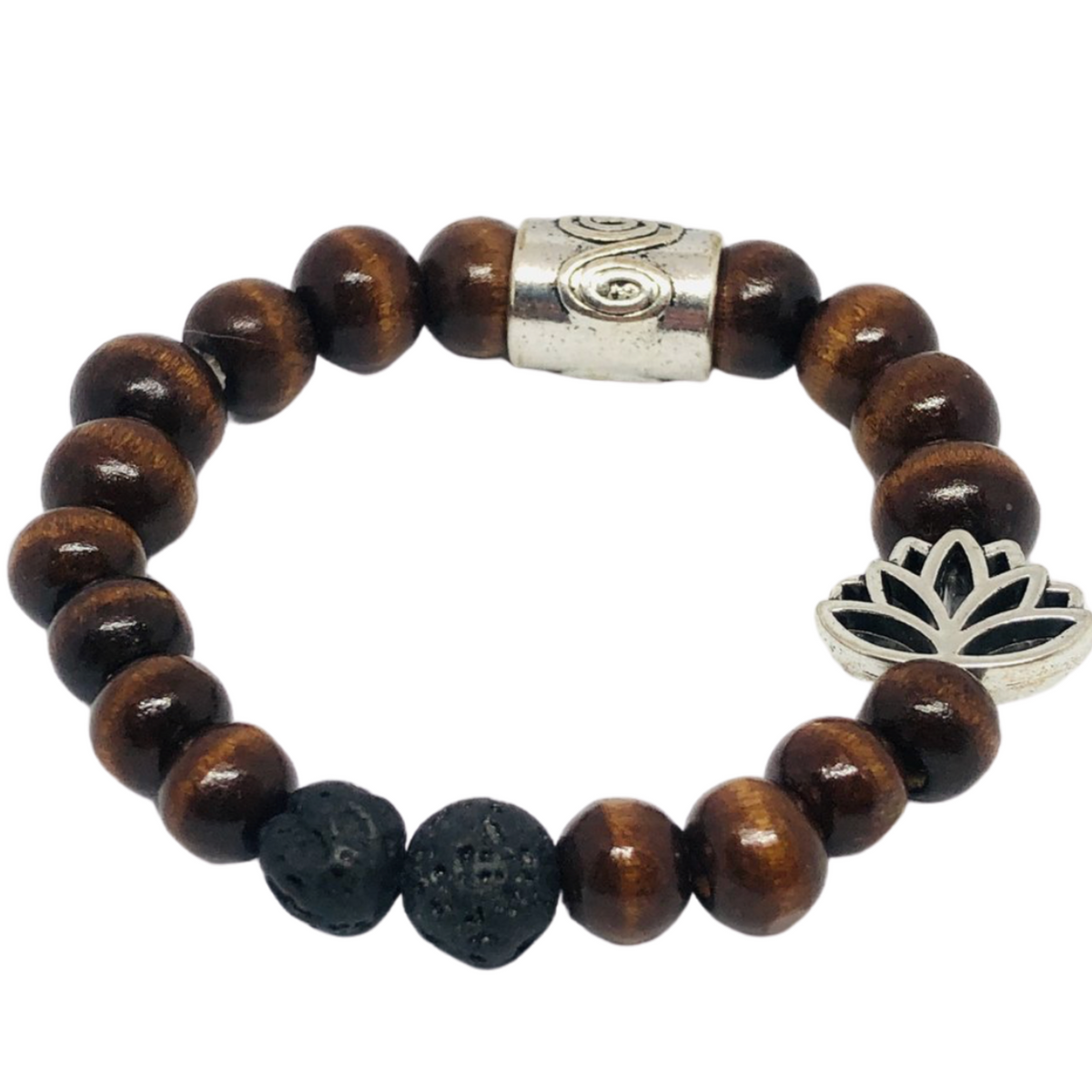 Wooden Lotus Charm Diffuser Bracelet – view 3