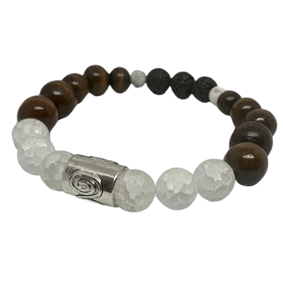 Crystal Quartz Intention Bracelet with Lava Diffuser Beads