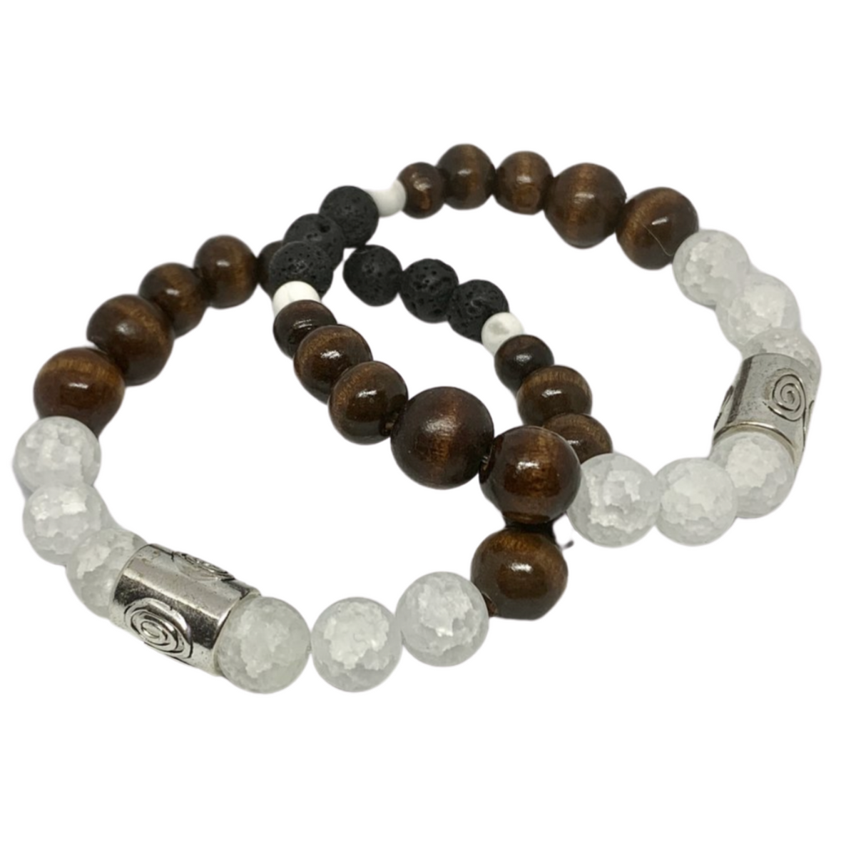 Crystal Quartz Intention Bracelet with Lava Diffuser Beads – view 2