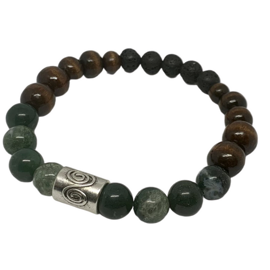 Fancy Jasper Intention Bracelet with Lava Diffuser Beads
