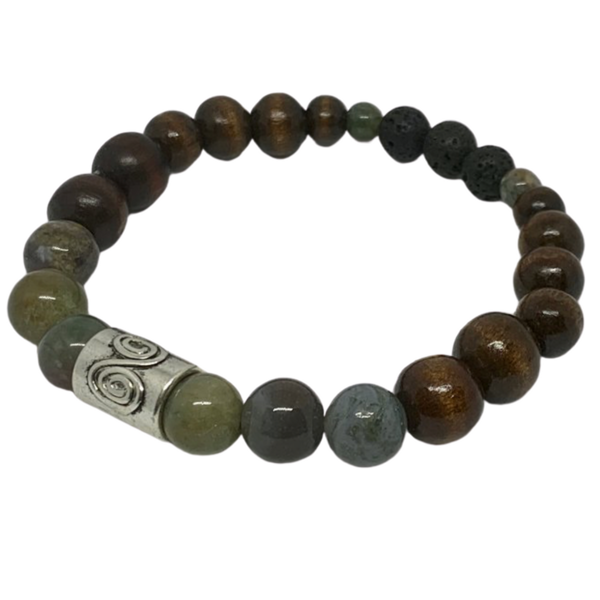 Fancy Jasper Intention Bracelet with Lava Diffuser Beads – view 2