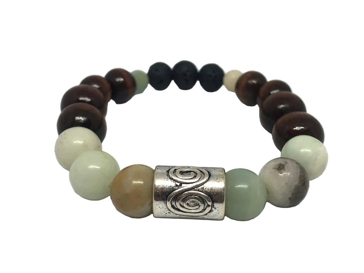 Amazonite Intention Bracelet with Lava Diffuser Beads