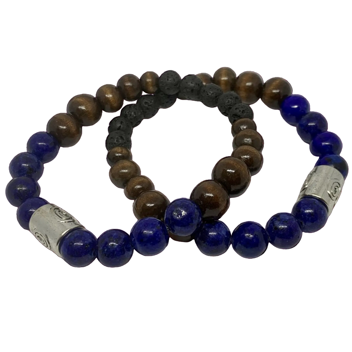 Lapis Lazuli Intention Bracelet with Lava Diffuser Beads – view 2