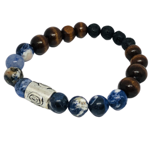 Sodalite Intention Bracelet with Lava Diffuser Beads